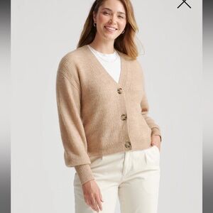 Quince Baby Alpaca-Wool Cropped Cardigan in Camel NWT